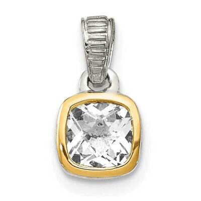 White Topaz Pendant Sterling Silver with 14k Gold Accent QTC1701, MPN: QTC1701, 883957234137