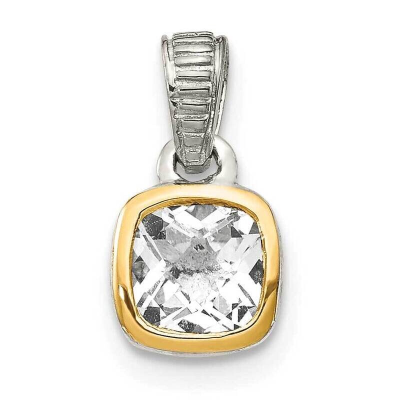White Topaz Pendant Sterling Silver with 14k Gold Accent QTC1701