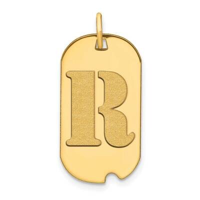 Letter R Initial Dog Tag Pendant 14k Gold Polished YC1439R, MPN: YC1439R, 196904086155