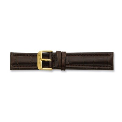 19mm Brown Matte Alligator Grain Buckle Watch Band 7.5 Inch Gold-tone BA209-19, MPN: BA209-19, 8867…