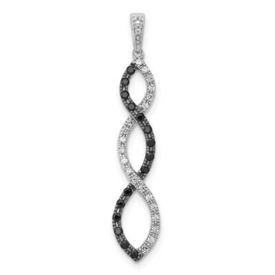 1/4Ct. Black &amp; White Diamond Twisted Pendant 14k White Gold PM4813-BK-025-WA, MPN: PM4813-BK-025-WA…