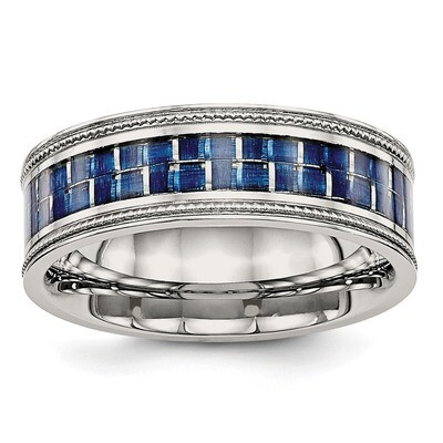 Blue Carbon Fiber Inlay Textured Edge Ring Stainless Steel Polished SR578 by Chisel, MPN: SR578, 88…