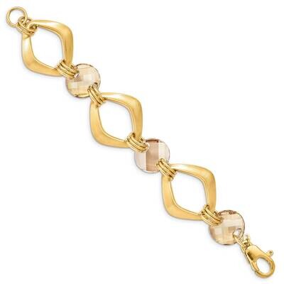 Sterling Silver Bronze-tone &amp; Crystal Bracelet QPRF305-7.5