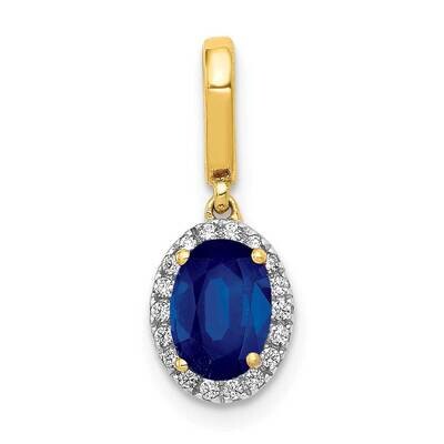 Oval 1.05 Sapphire Halo Pendant 14k Gold Diamond PM5254-SA-010-YA, MPN: PM5254-SA-010-YA, 883957756…