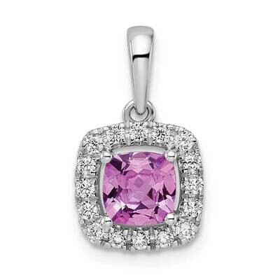 Created Pink Sapphire Halo Pendant 14k White Gold Lab Grown Diamond PM9037-CPS-028-WLG, MPN: PM9037…