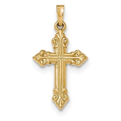 Brushed and Polished Budded Cross Pendant 14k Gold XR1472, MPN: XR1472, 191101367229
