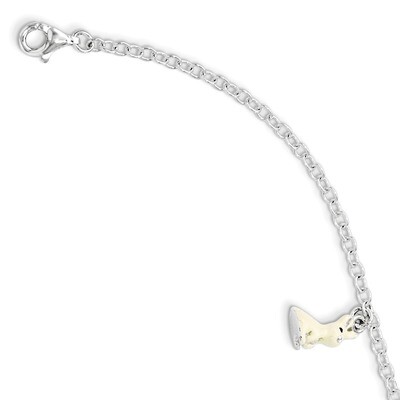 1.5 Inch ext Cream Black Enamel Rabbit Bracelet Sterling Silver QG3527-5.5