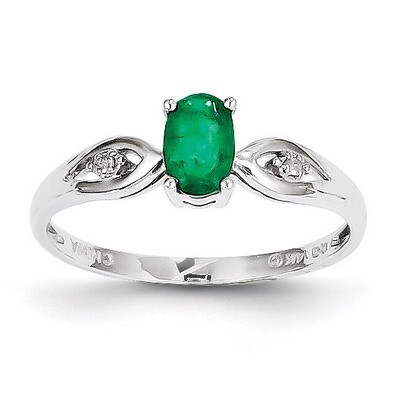 Emerald Diamond Ring 14k White Gold Genuine XBS304, MPN: XBS304, 883957528137