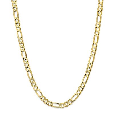22 Inch 6.75mm Light Concave Figaro Chain 10k Gold 10LF180-22, MPN: 10LF180-22, 191101597824