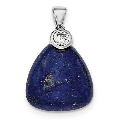 CZ Diamond and Lapis Lazuli Pendant Sterling Silver Rhodium-plated QP4503, MPN: QP4503,