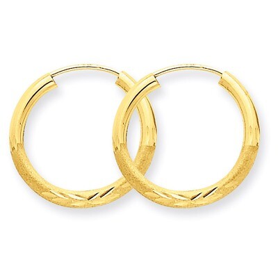 2mm Satin Diamond-cut Endless Hoop Earrings 14k Gold XY1176, MPN: XY1176, 883957299617