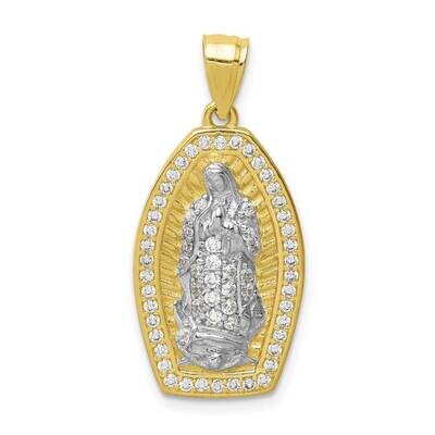 Micropave Guadalupe Pendant 10k Gold with Rhodium CZ Diamond 10C1458, MPN: 10C1458,