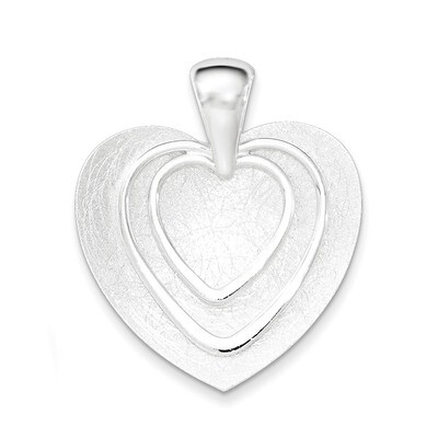 Polished &amp; Textured Heart Pendant Sterling Silver QC8491