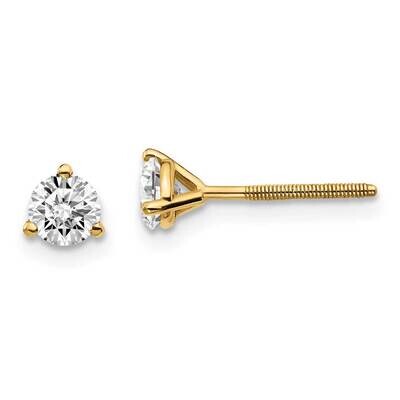 1/2ctw Cert. VS/SI D E F Lab Grown Diamond 3 Prong Screwbk Earrings 14k Yellow Gold EM1007S-050C-LD…