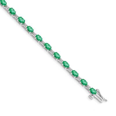 Emerald Bracelet 14k White Gold Diamond BM4481-EM-010-WA, MPN: BM4481-EM-010-WA, 883957372679
