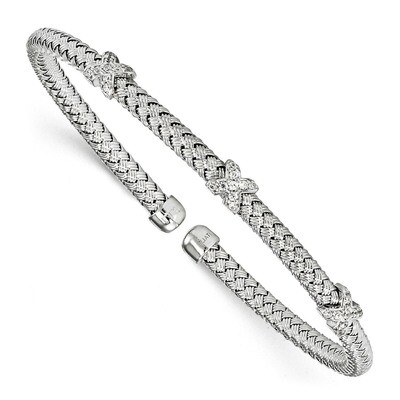 Leslie&#39;s CZ Woven Cuff Bangle Sterling Silver Rhodium-plated HB-QLF822, MPN: QLF822, 191101752896