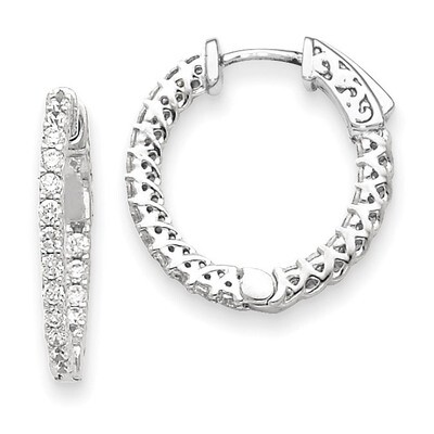 Diamond Round Hoop with Safety Clasp Earrings 14k White Gold XE1999WAA, MPN: XE1999WAA, 191101381027