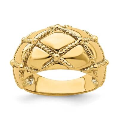 Quilted Rope Solid Dame Ring 14k Gold R716, MPN: R716, 196904051092