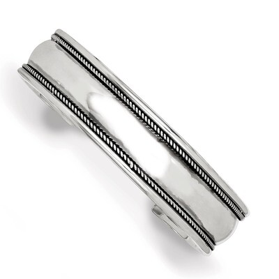 14.5mm Antiqued Cuff Bangle Bracelet Sterling Silver QB90, MPN: QB90, 883957904092