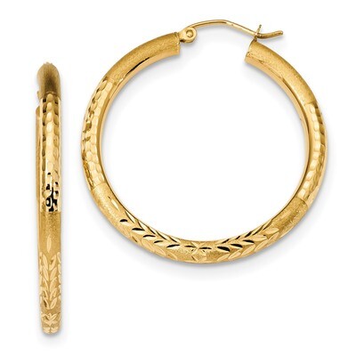 14k Polished Satin &amp; Diamond -cut Endless Hoop Earrings 14k Gold Polished TF1041, MPN: TF1041, 1911…