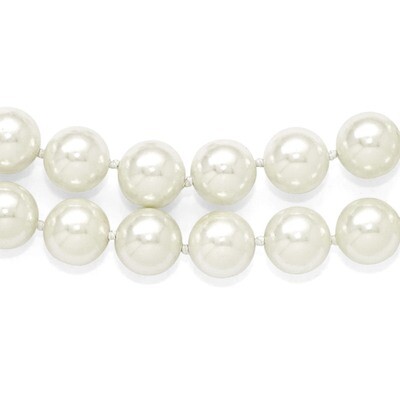 2 Row 10-11Mm White Shell Bead Necklace Sterling Silver QMJN210W-18, MPN: QMJN210W-18, 886774294452