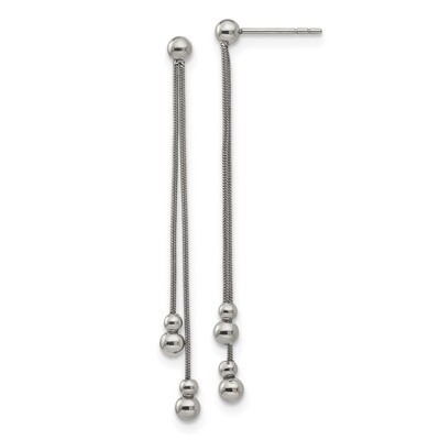 Beaded Snake Chain Post Dangle Earrings Stainless Steel Polished SRE1260 by Chisel, MPN: SRE1260, 1…