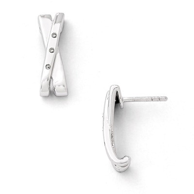 .06ct. Diamond Crossover Earrings Sterling Silver QW169, MPN: QW169, 883957315799