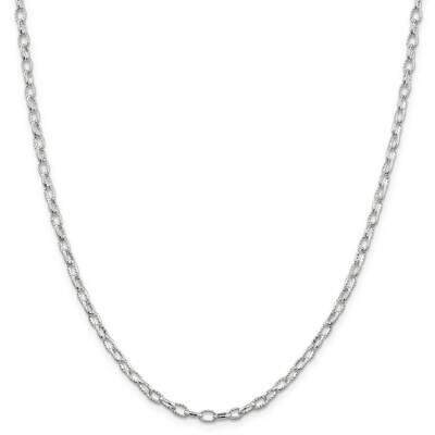 3.75mm Fancy Patterned Rolo Chain 26 Inch Sterling Silver QFC59-26, MPN: QFC59-26,