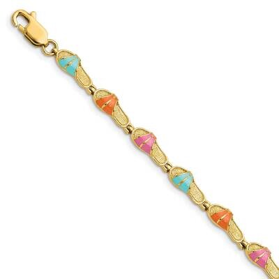 Multi-Color Enamel Sandal Bracelet 14k Gold FB1568-7.25, MPN: FB1568-7.25, 883957946160
