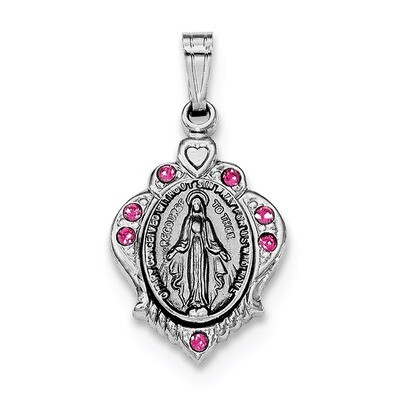 Miraculous Pink CZ Diamond Pendant Sterling Silver Rhodium-plated Polished QC8365, MPN: QC8365, 191…