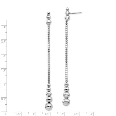 Leslie&#39;s Beaded Dangle Earrings Sterling Silver Rhodium-plated Polished HB-QLE1256, MPN: QLE1256, 1…