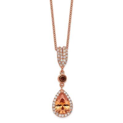 Rose Gold Plated Multicolored CZ Diamond 18.5 Inch Necklace Sterling Silver QCM1386-18.5, MPN: QCM1…