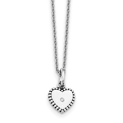 Heart Necklace Diamond Sterling Silver QW437-18, MPN: QW437-18, 886774081007