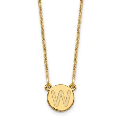 Tiny Circle Block Initial Letter W Necklace 14k Gold XNA722Y/W, MPN: XNA722Y/W, 196904084847