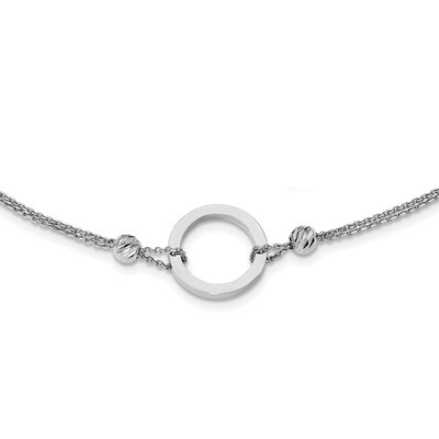 Circle with Diamond-cut Beads Necklace 18 Inch Sterling Silver Rhodium-plated QG4553-18, MPN: QG455…