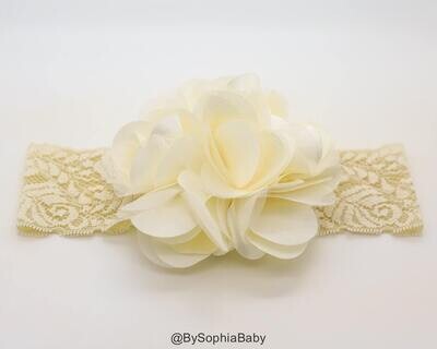Ivory Flower Headband Baby Flower Headband Big Flower Headband Baby Girl Headband Photo Prop Flower…