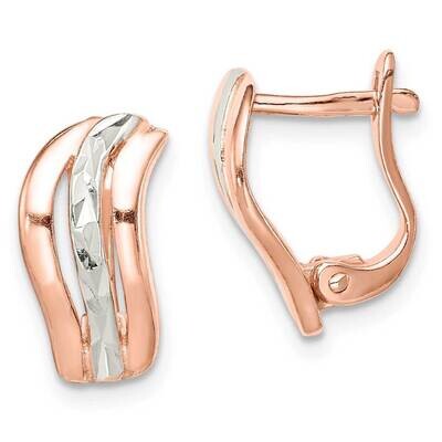 Diamond Cut Hoop Earrings Sterling Silver Rose Tone QE14918, MPN: QE14918, 886774116204