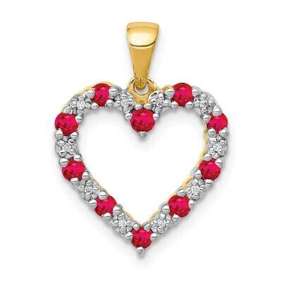 .35 Ruby Heart Pendant 14k Gold Diamond PM5270-RU-003-YA, MPN: PM5270-RU-003-YA, 883957214108