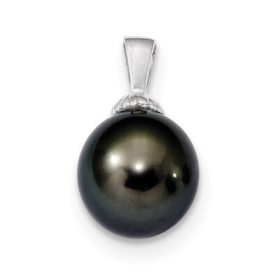 11-12mm Black Tahitian Cultured Pearl Pendant 14k white Gold XF461, MPN: XF461,