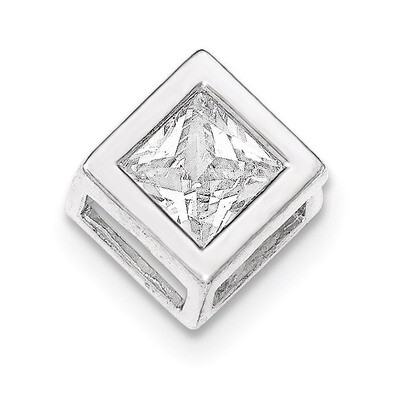 Polished Diamond Shaped CZ Chain Slide Sterling Silver QP4473