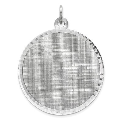 Engravable Rnd Patterned Polish Front Satin Back Disc Sterling Silver Rhodium-plated QM519/18, MPN:…