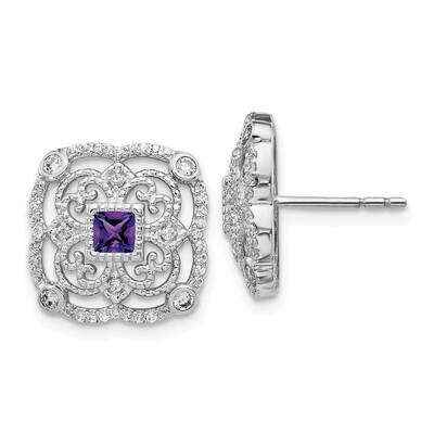 Amethyst Fancy Earrings 14k White Gold Diamond EM3943-AM-038-WA, MPN: EM3943-AM-038-WA, 191101836770