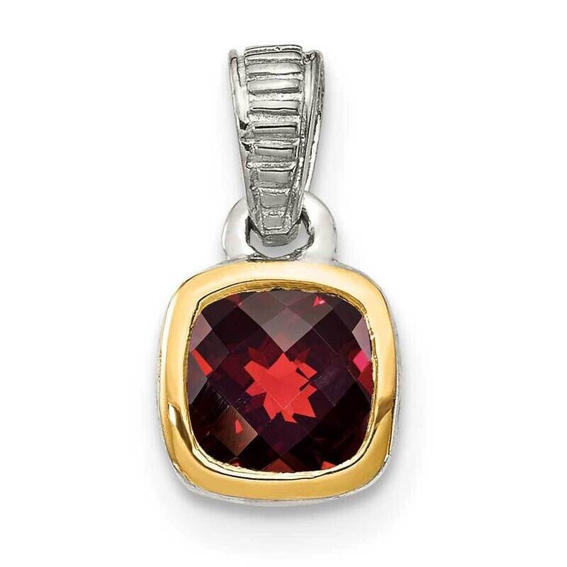 Garnet Pendant Sterling Silver with 14k Gold Accent QTC1696