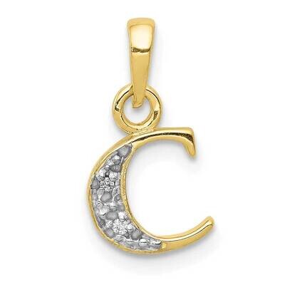 Diamond Initial C Pendant 10k Gold and Rhodium 10YC250C, MPN: 10YC250C,