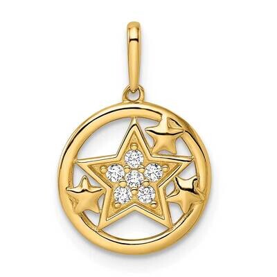 CZ Diamond Stars Circular Pendant 14k Gold YC1470, MPN: YC1470, 716838359783