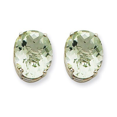 12x10 Oval Green Quartz Earrings 14k White Gold XE91WAG, MPN: XE91WAG, 883957109251