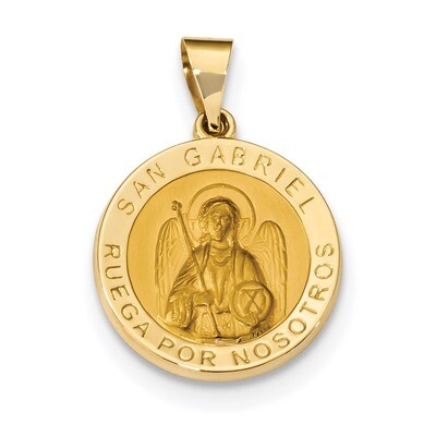 Satin Hollow Spanish Saint Gabriel Medal Pendant 14k Gold Polished XR1688, MPN: XR1688, 883957220567