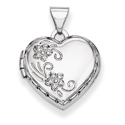 Polished Heart-Shaped Reversible Floral Locket 14k White Gold XL306, MPN: XL306, 886774128153