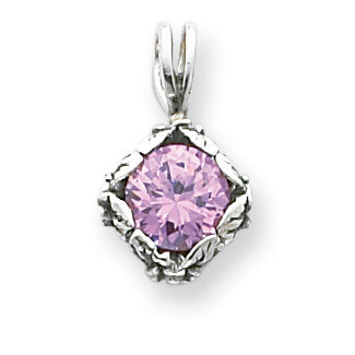 Antiqued Pink CZ Pendant Sterling Silver QP274