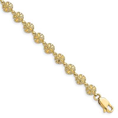 Texutred Mini Sand Dollar Bracelet 14k Gold Polished FB1866-7, MPN: FB1866-7, 883957162072